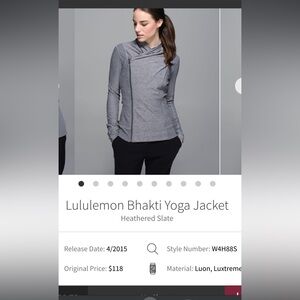 Lululemon Bhakti Yoga Cream  Jacket size 4 pre loved great cond.